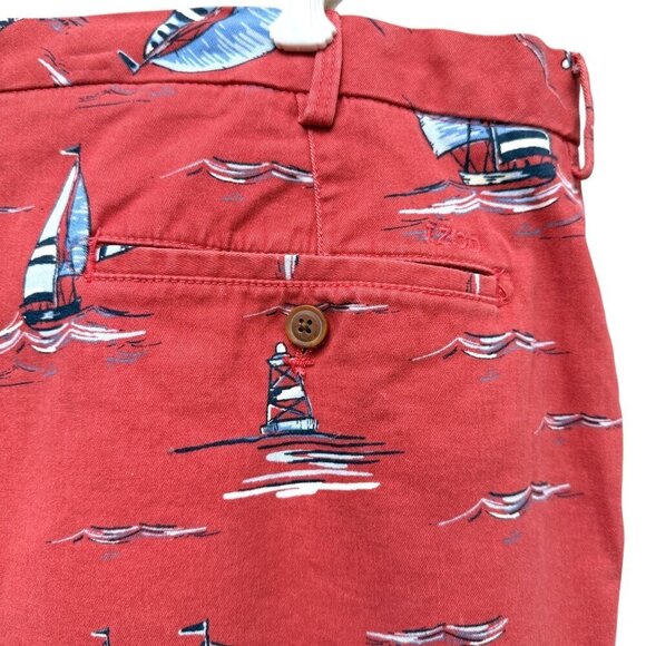 IZOD Saltwater Boat Shorts Size 40 Mens Nautical Preppy Coral Red Cotton - Picture 6 of 9